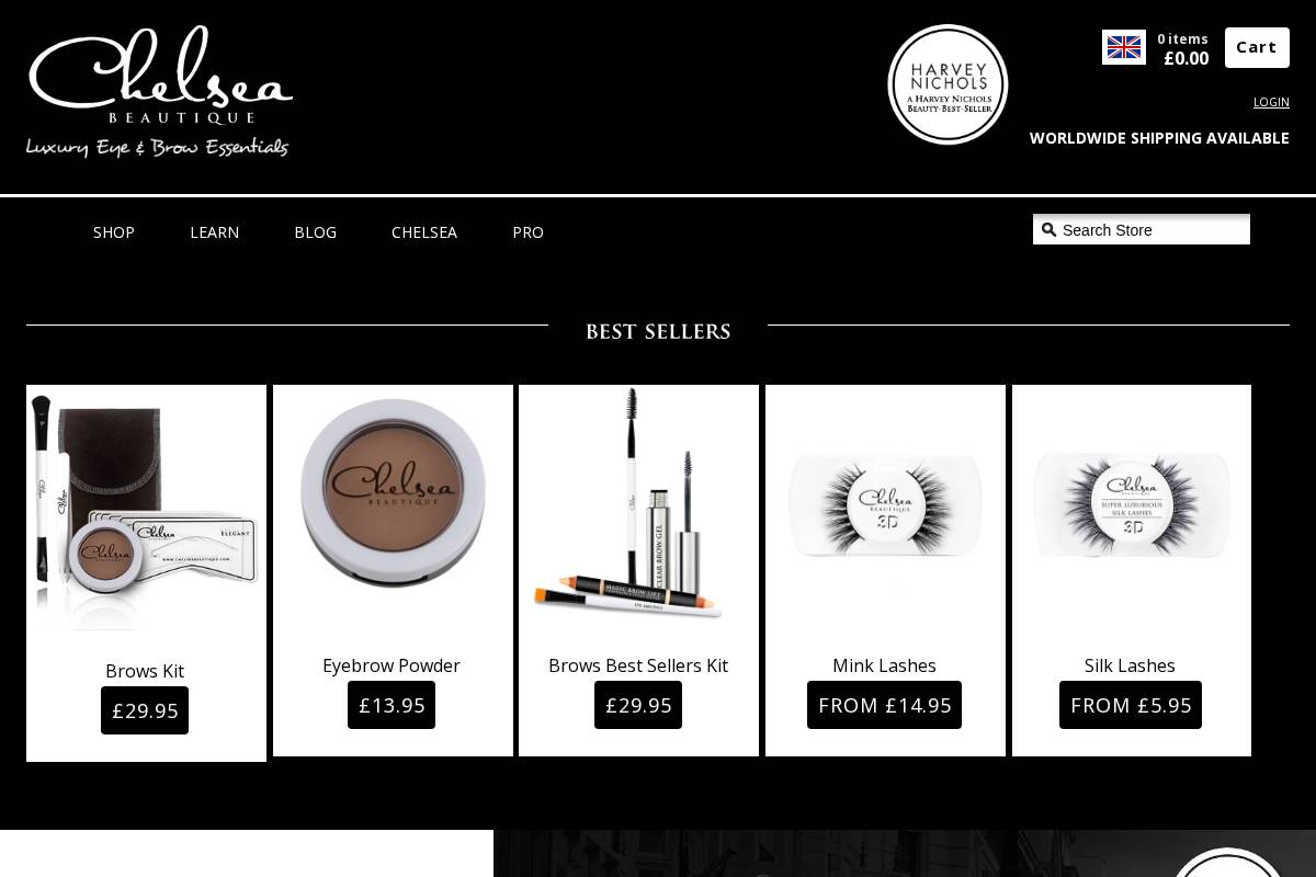 Professional Brow & Eye Cosmetics, Luxurious Lashes — Chelsea Beautique homepage screenshot