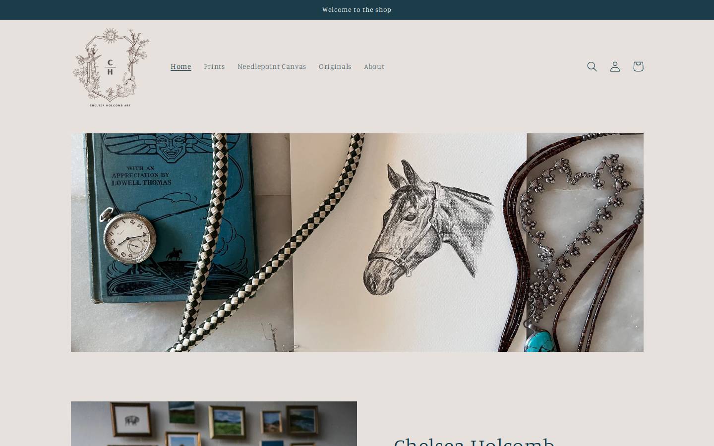 chelseaholcombart.com homepage screenshot