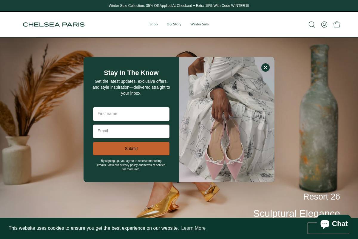 chelseaparis.com homepage screenshot