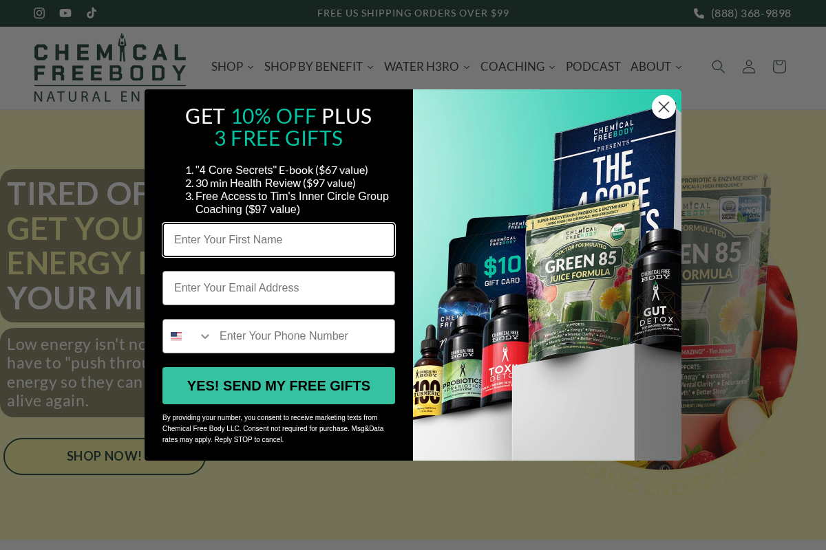 Chemical Free Body homepage screenshot