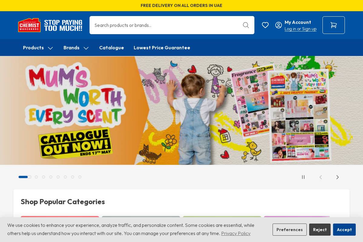 Chemist Warehouse homepage screenshot