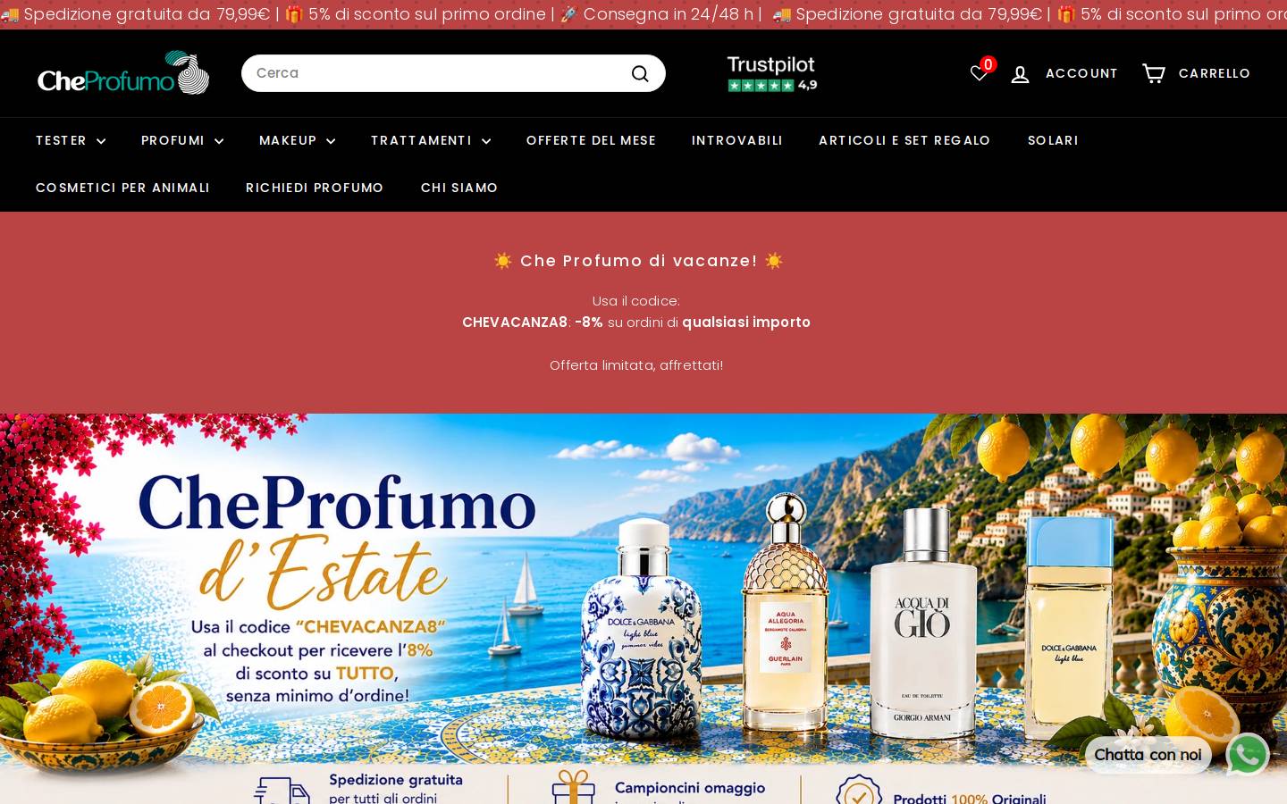 CheProfumo homepage screenshot