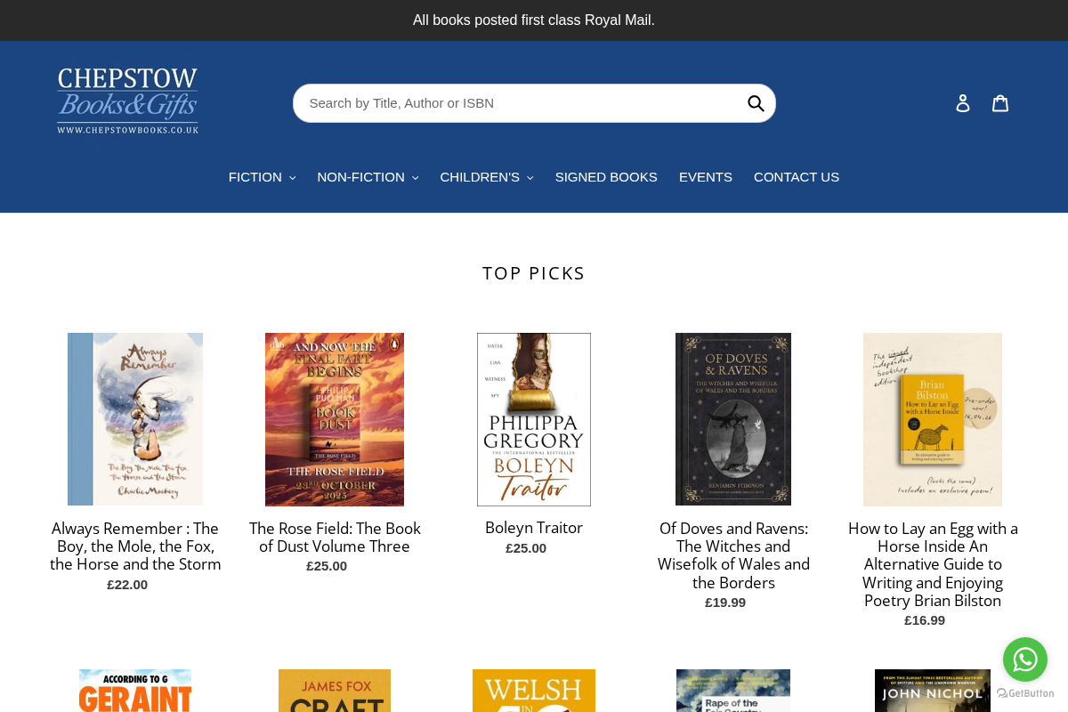 Chepstow Books & Gifts homepage screenshot