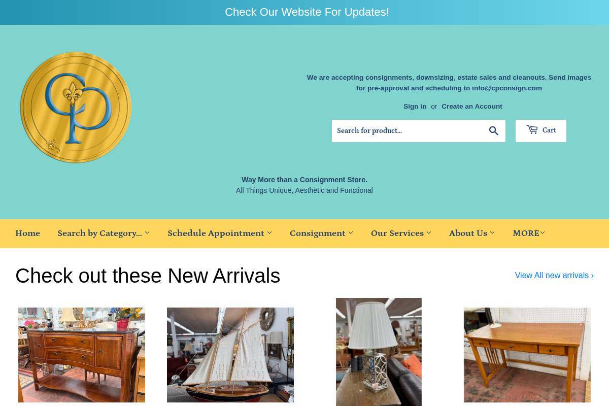 cherishedpossessions.com homepage screenshot