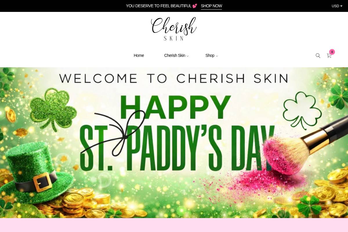 cherishskin.co homepage screenshot