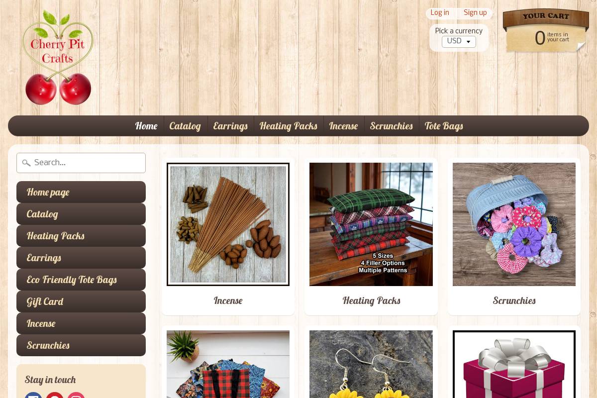 cherrypitcrafts.com homepage screenshot