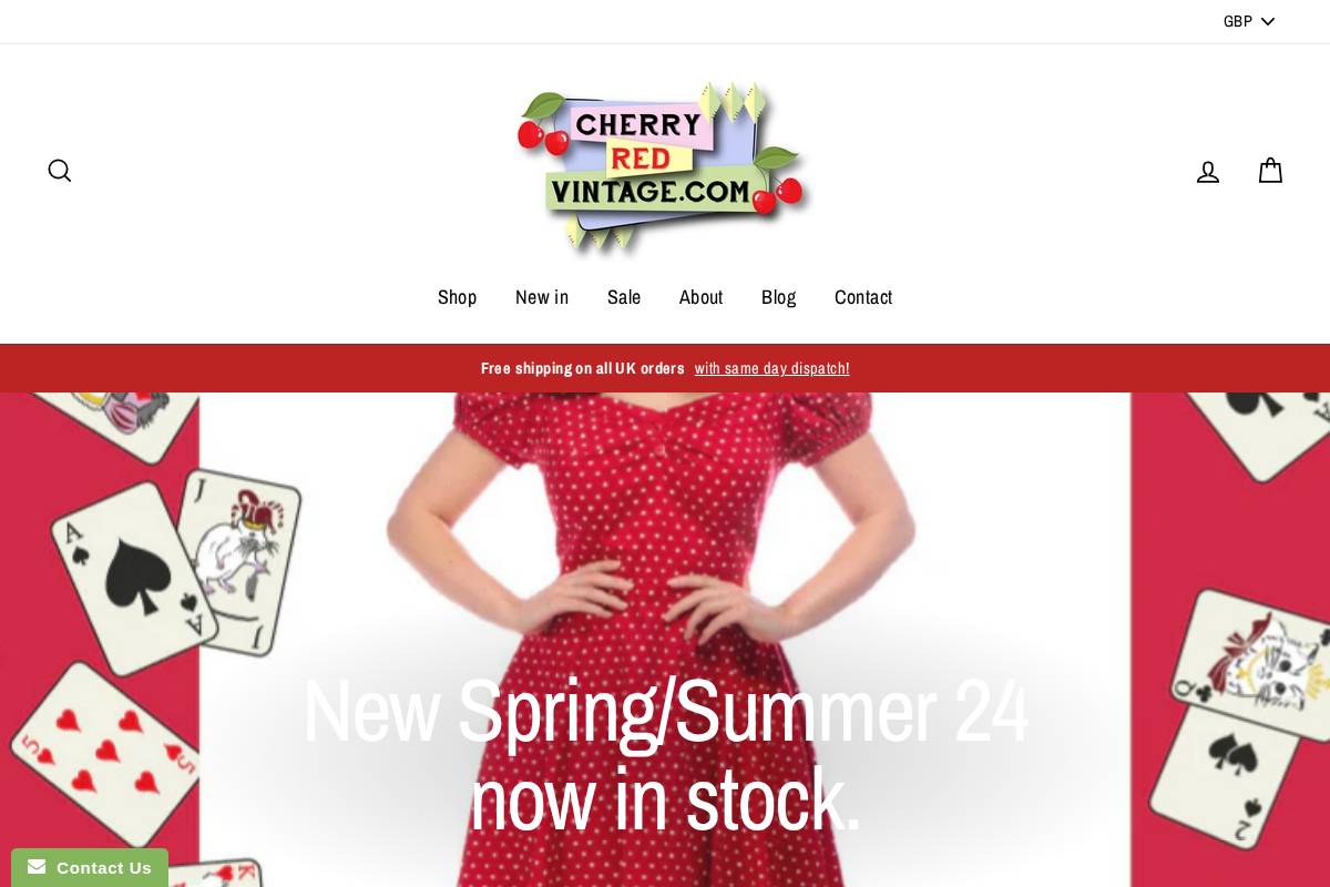 cherryredvintage.com homepage screenshot