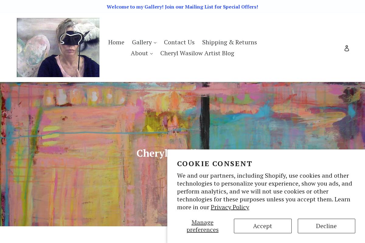 cherylwasilowart.com homepage screenshot