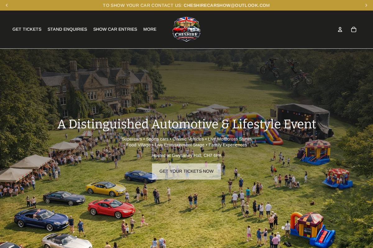 cheshirecarshow.com homepage screenshot