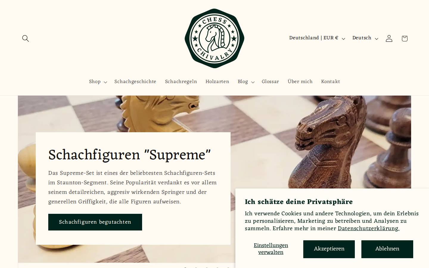 chess-chivalry.com homepage screenshot