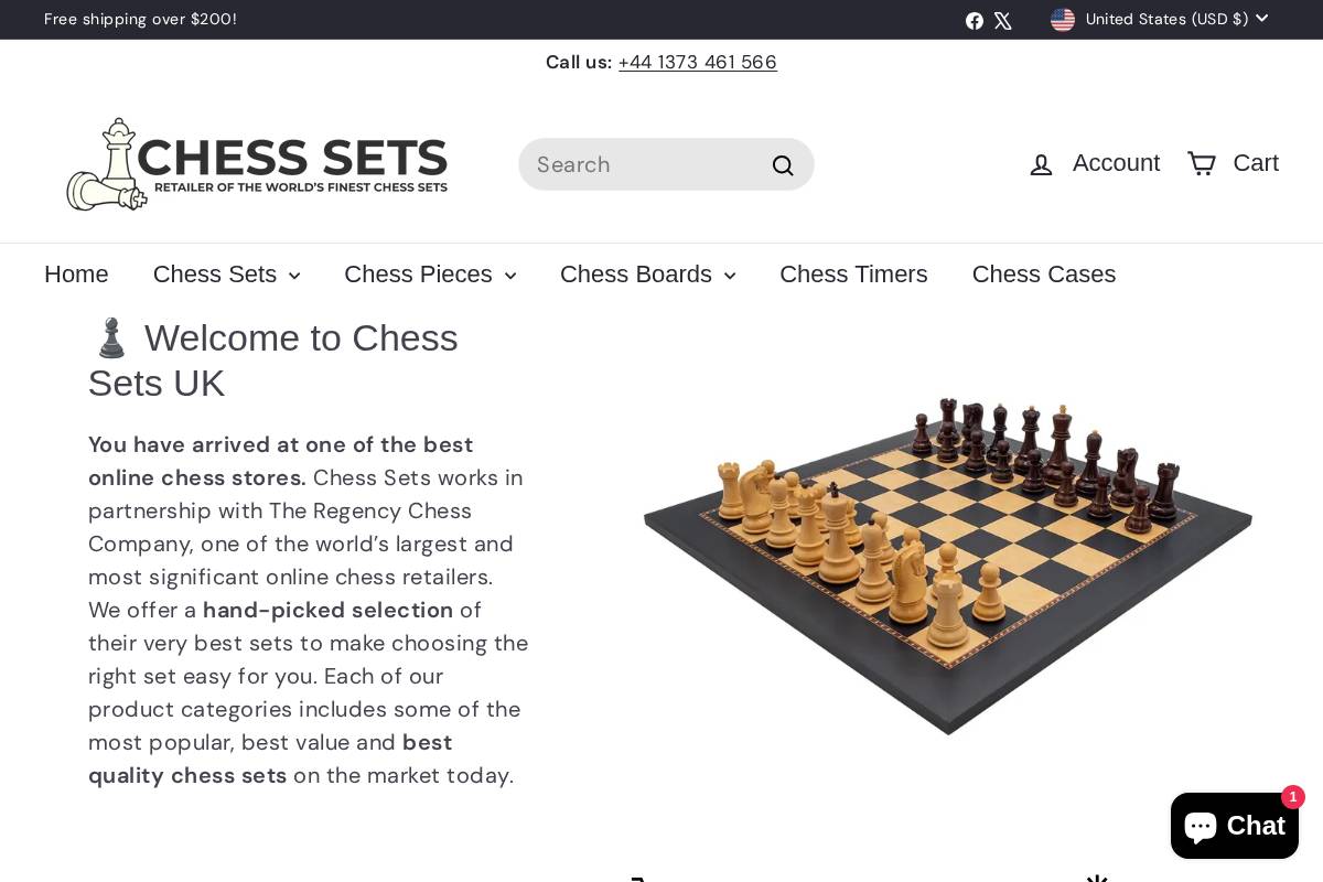 chesssets.us homepage screenshot