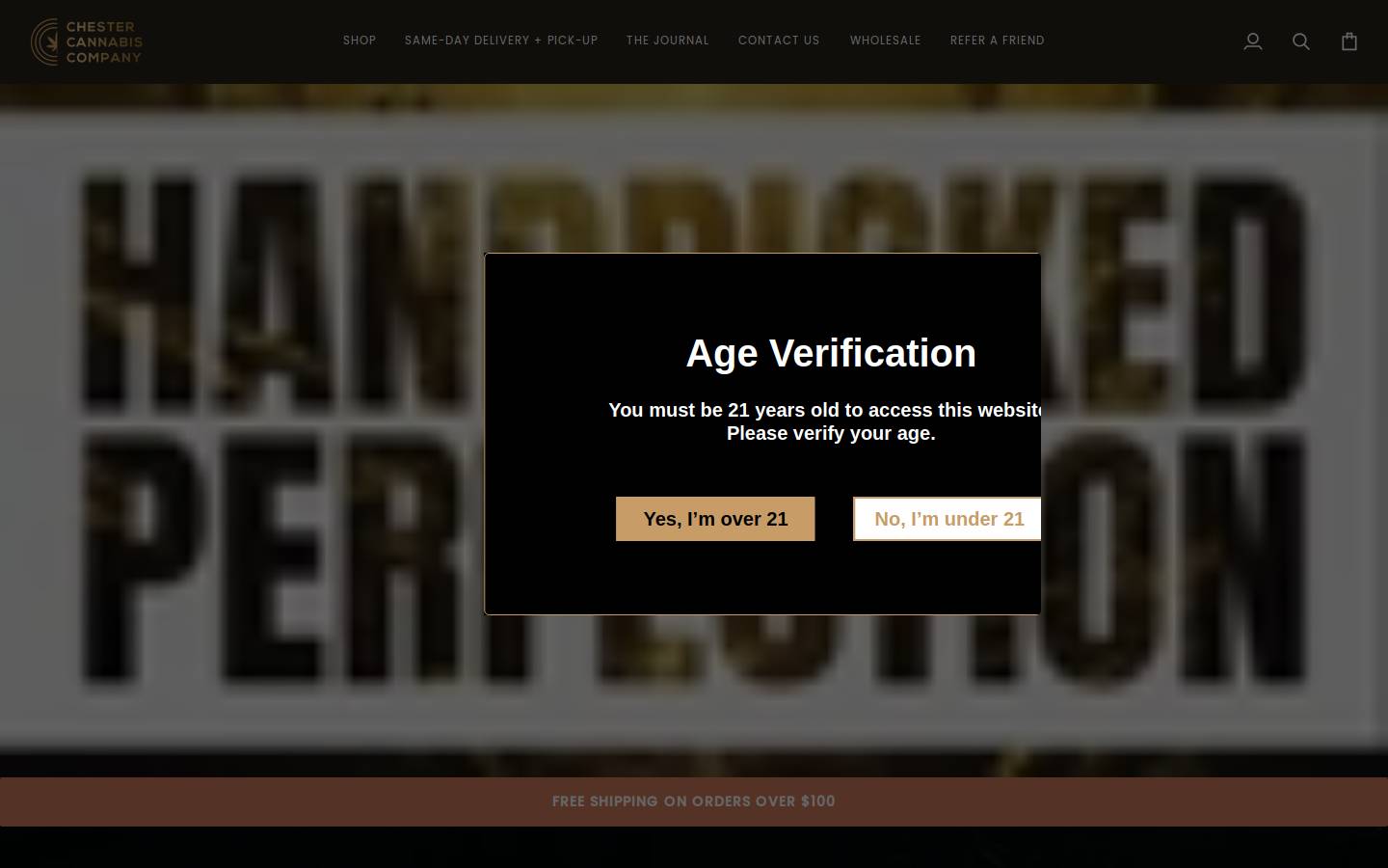 chestercannabisco.com homepage screenshot