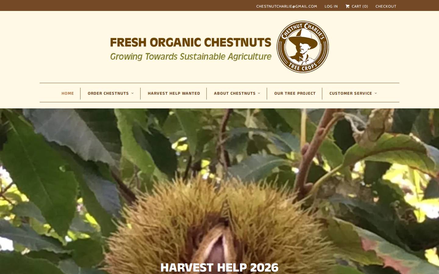 chestnutcharlie.com homepage screenshot