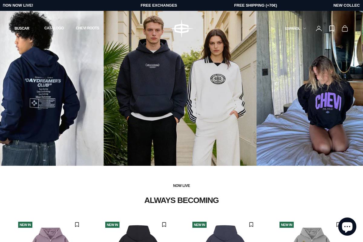 Cheviclothing homepage screenshot