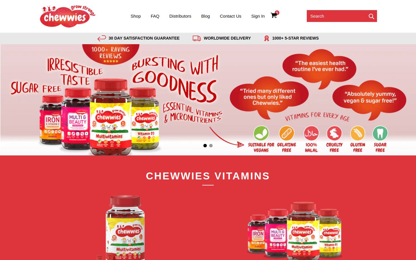 Chewwies homepage screenshot