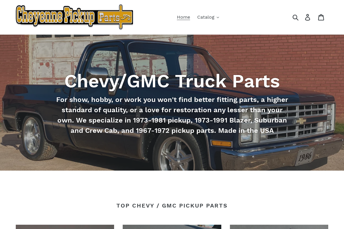 Cheyenne Pickup Parts homepage screenshot