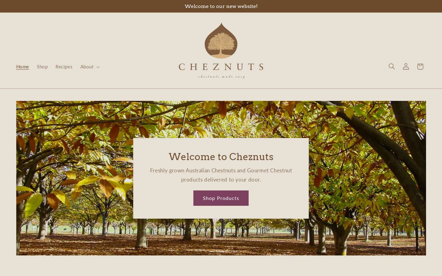 cheznuts.com.au homepage screenshot