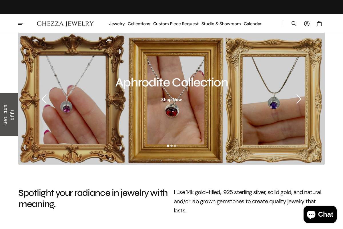 chezzajewelry.com homepage screenshot