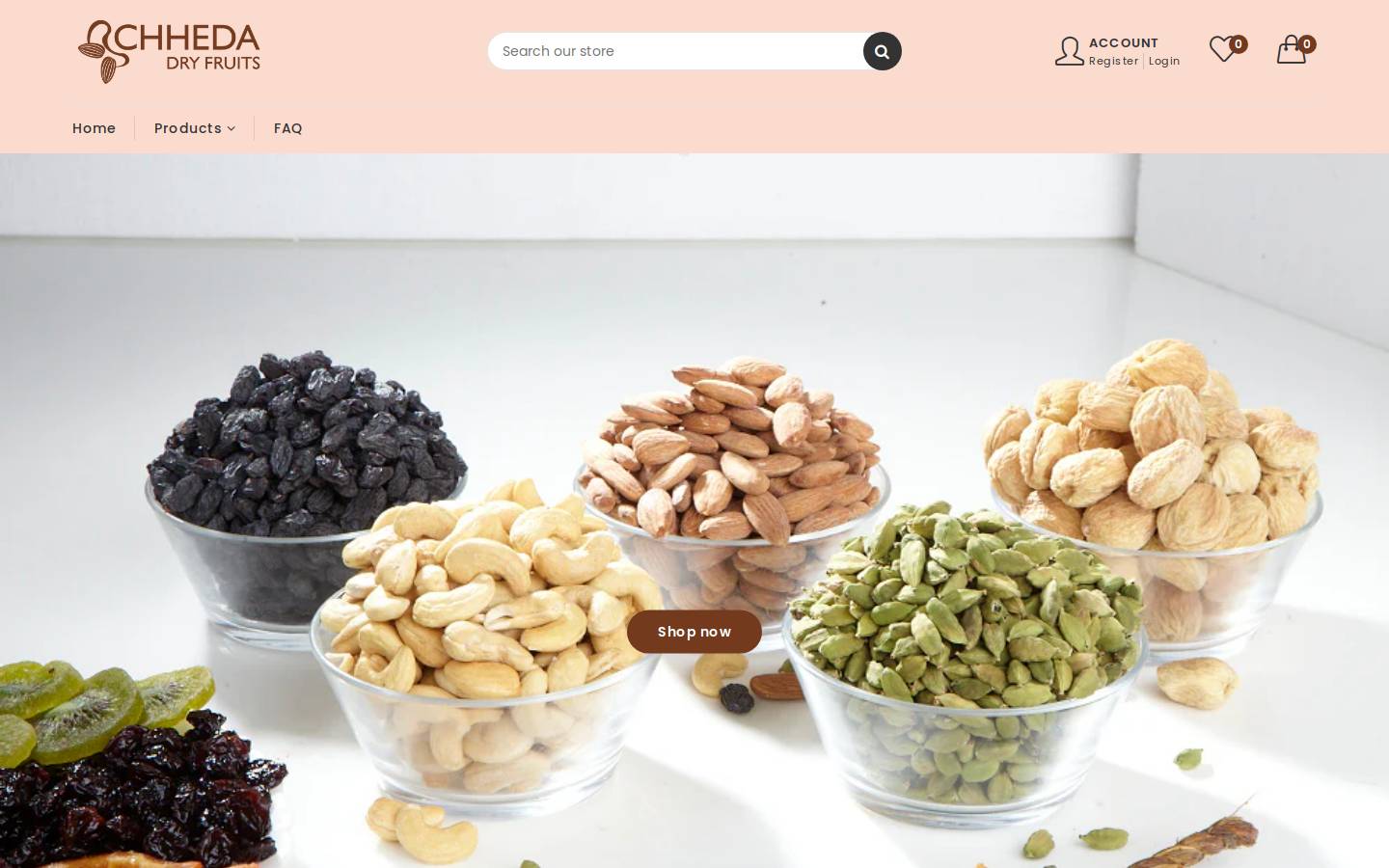 chhedadryfruits.com homepage screenshot