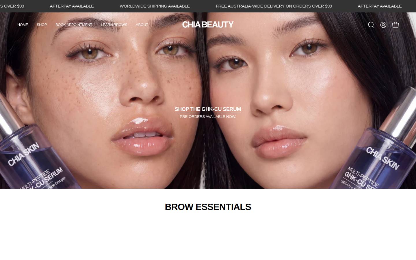 chiabeauty.com.au homepage screenshot