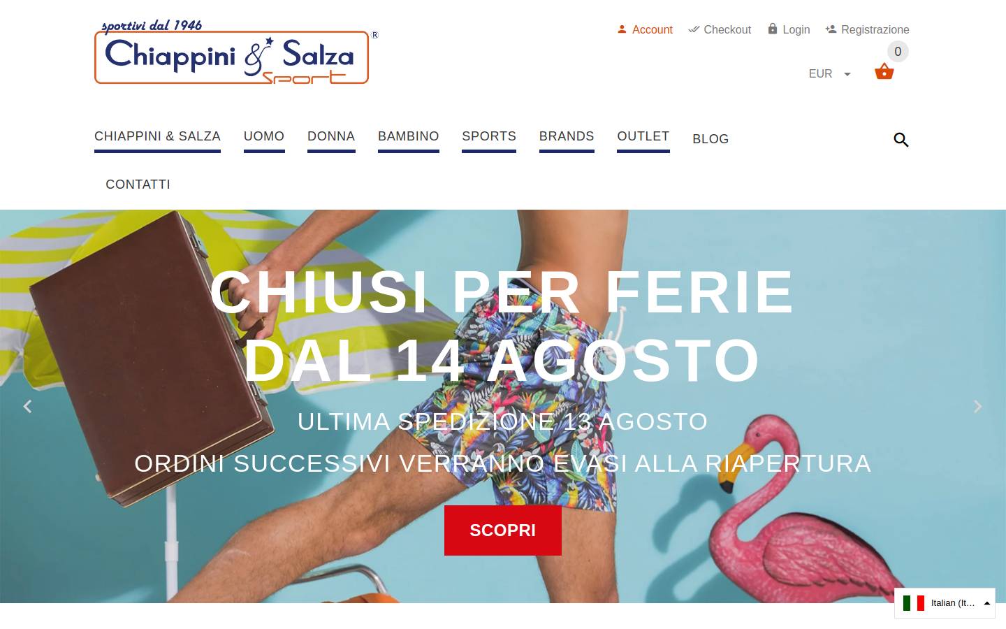 chiappinisport.com homepage screenshot
