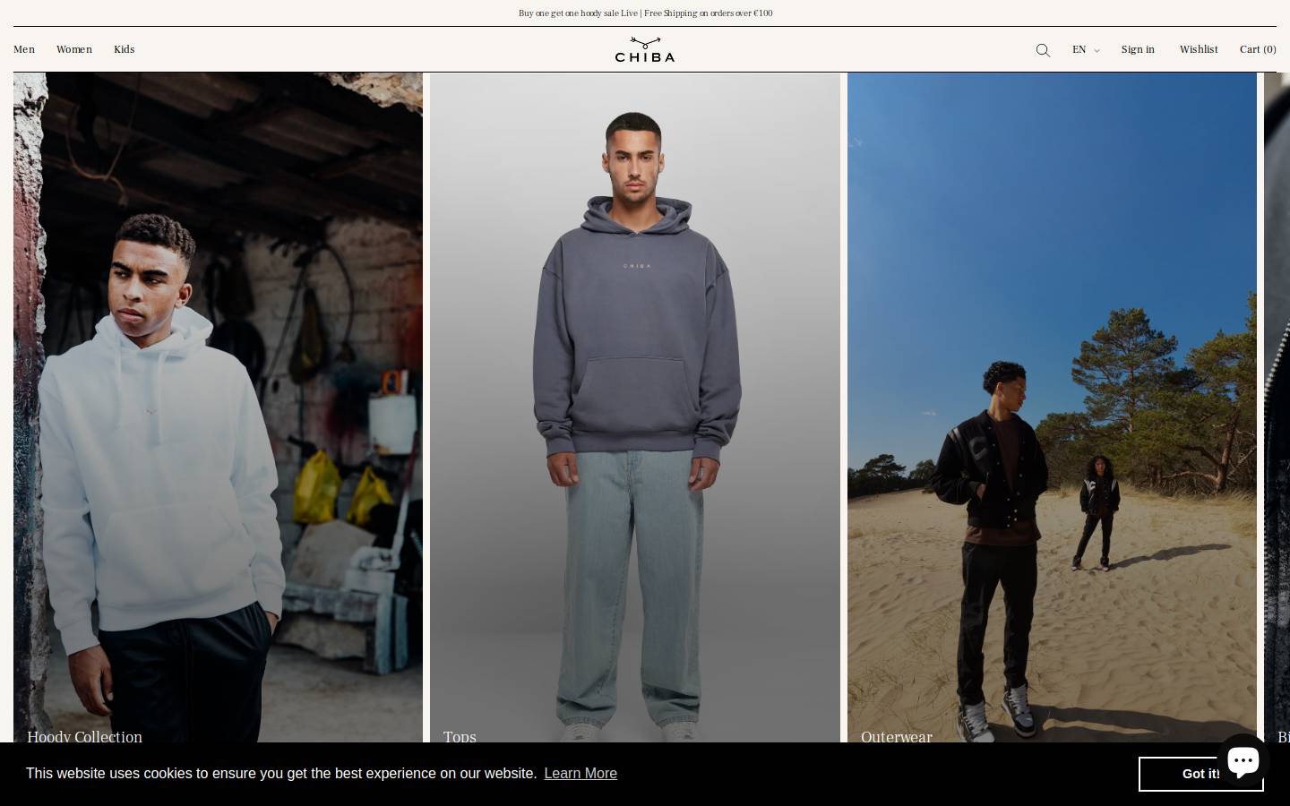 chibaclothing.com homepage screenshot
