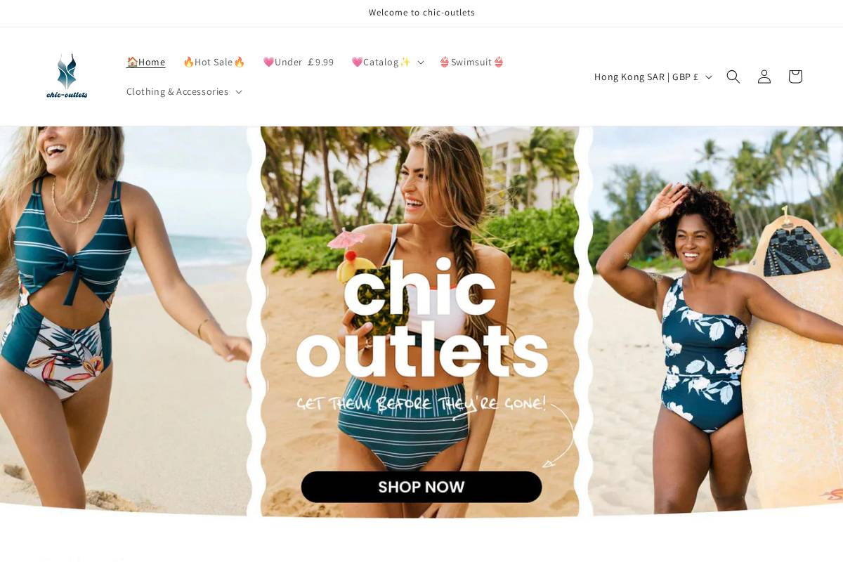 Chic Outlets homepage screenshot