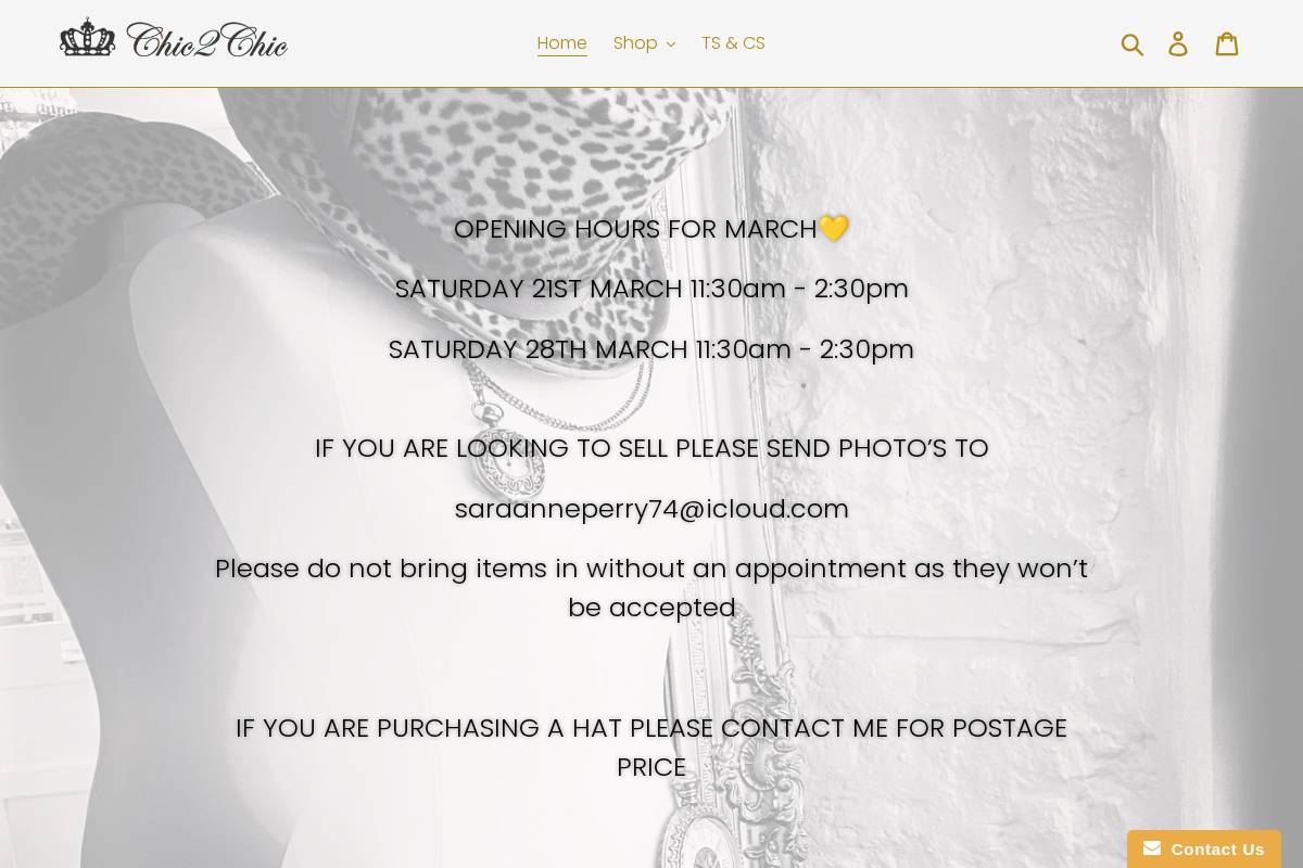 chic2chic.co.uk homepage screenshot