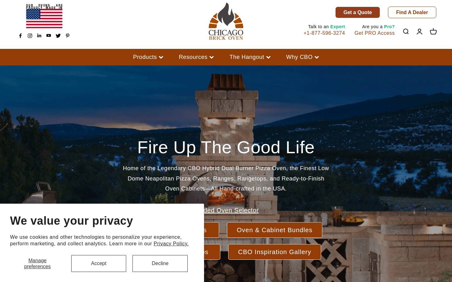 Chicago Brick Oven homepage screenshot