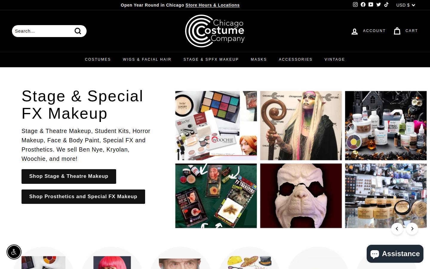 Chicago Costume homepage screenshot