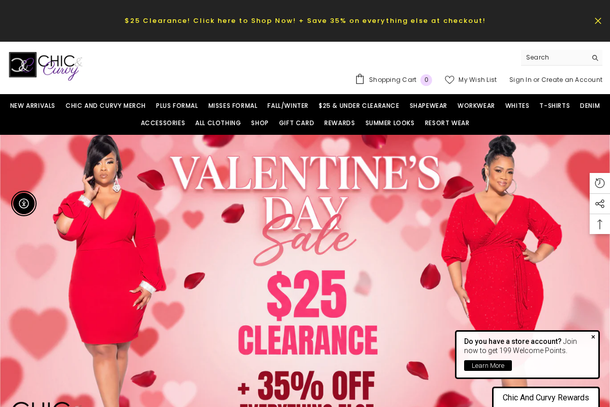 Chic and Curvy homepage screenshot