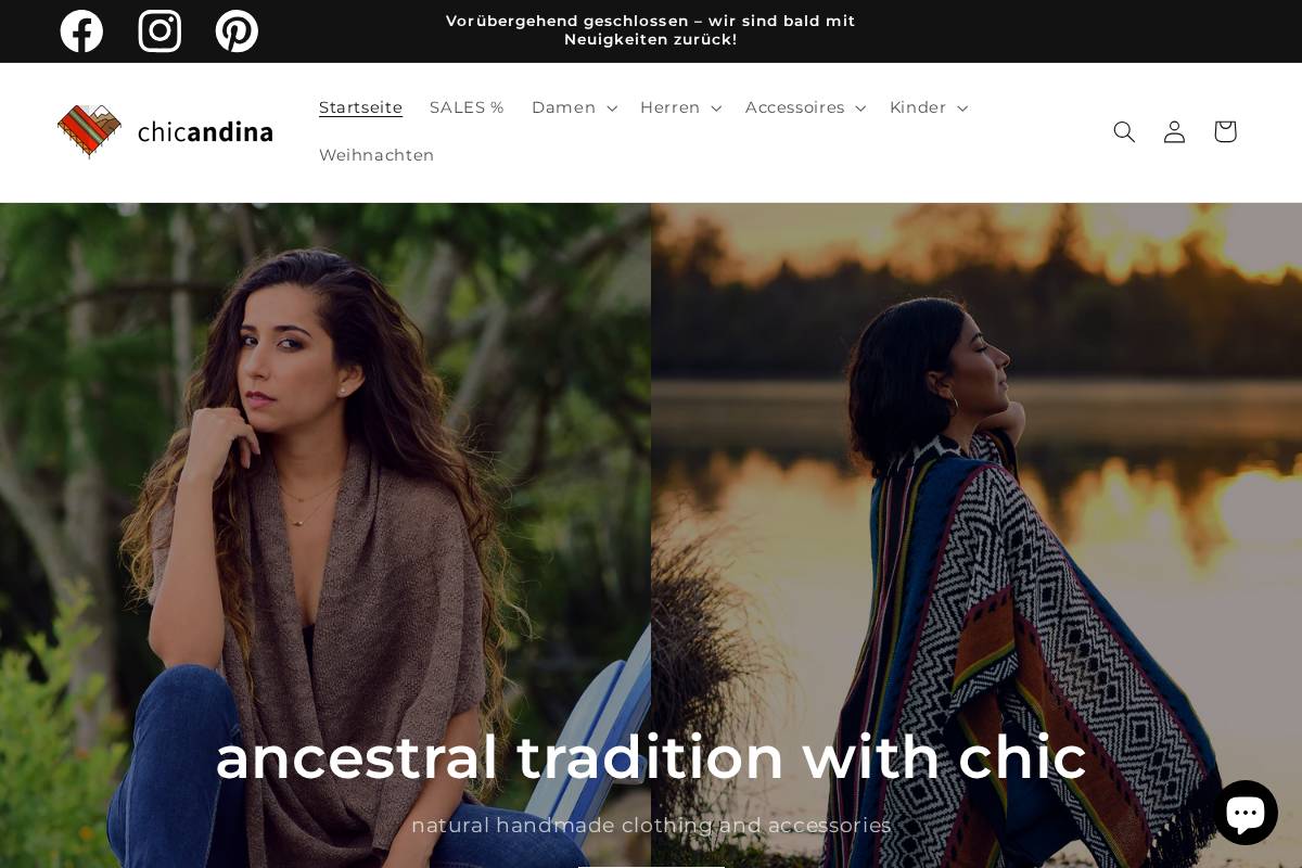 chic andina homepage screenshot