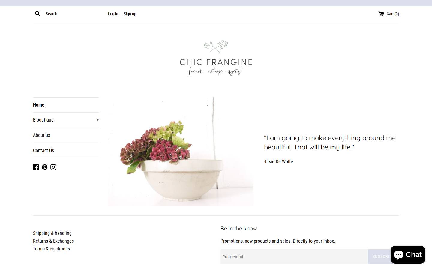 chicfrangine.com homepage screenshot