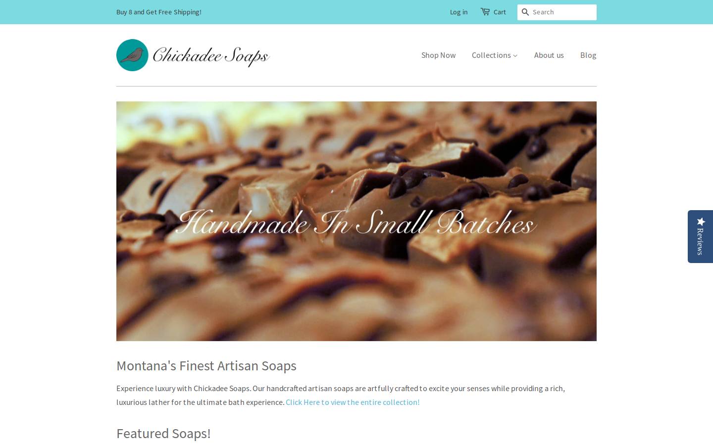 chickadeesoaps.com homepage screenshot
