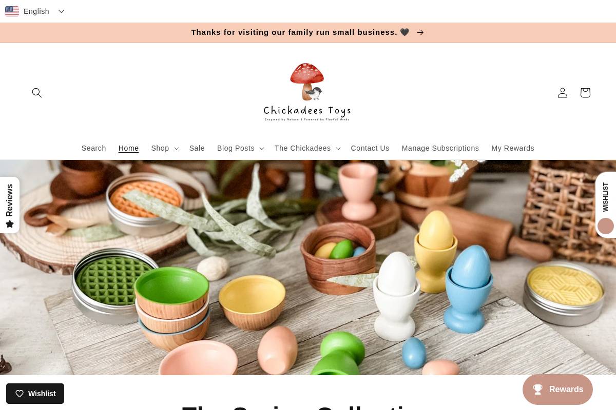 chickadeeswoodentoys.com homepage screenshot