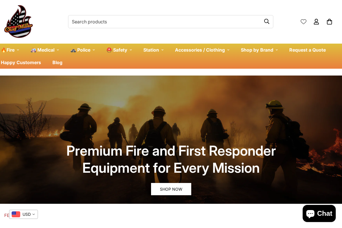 Chief Miller Apparel homepage screenshot