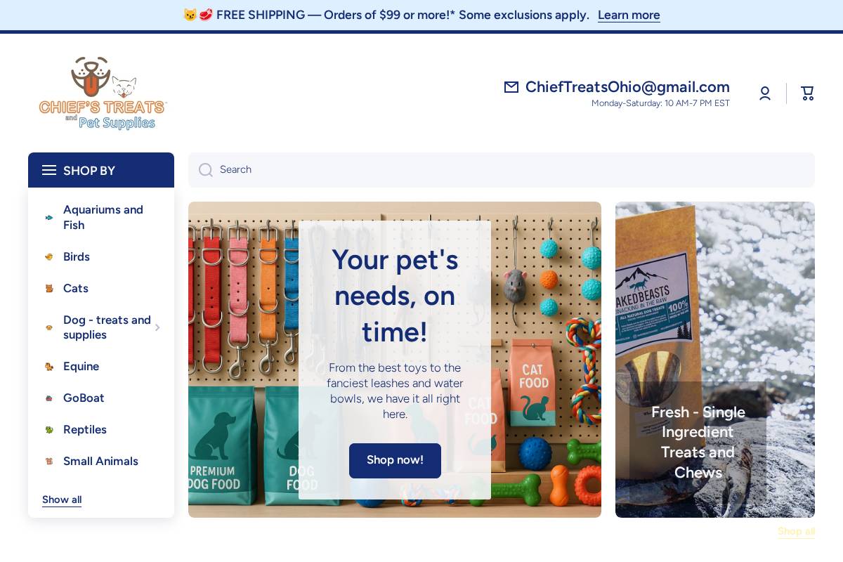 chieftreats.com homepage screenshot