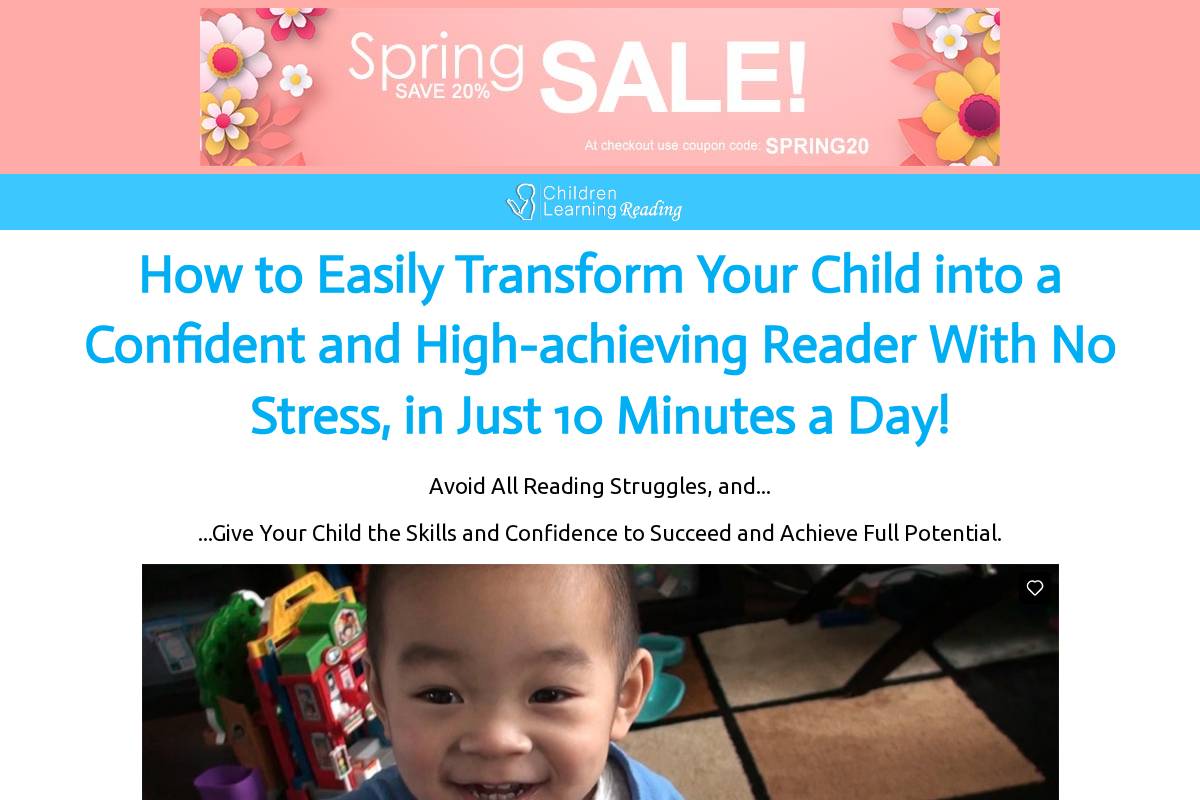 Children Learning Reading homepage screenshot