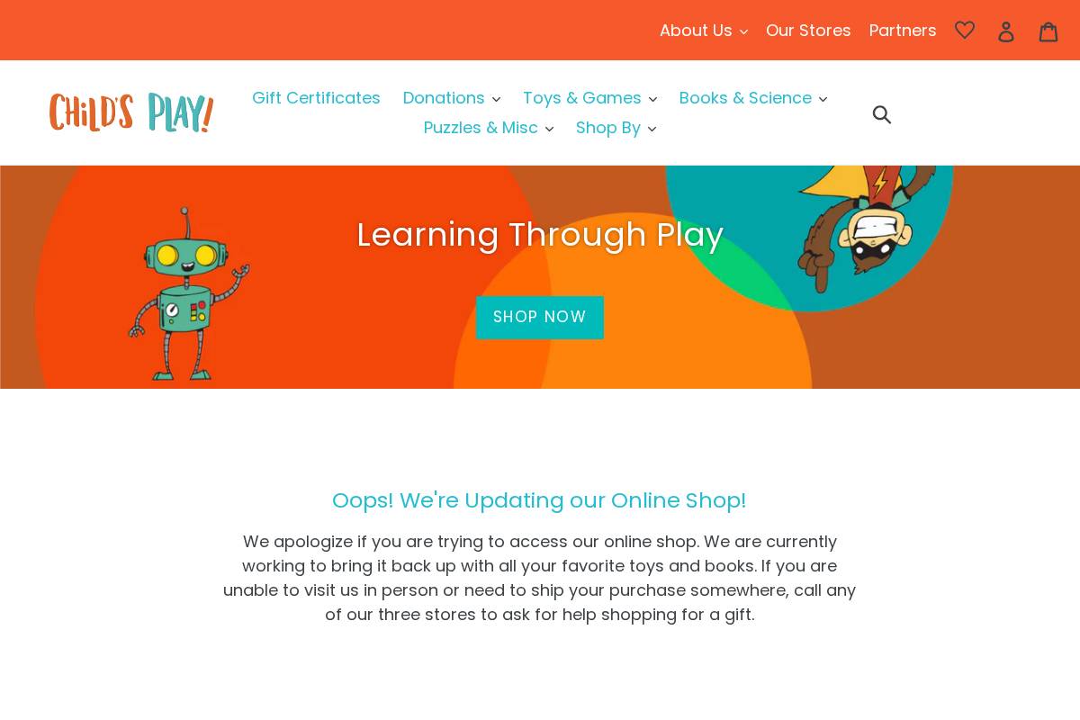 childsplaytoysandbooks.com homepage screenshot