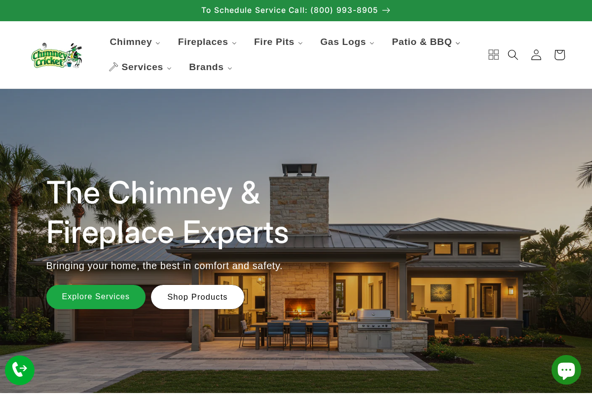 Chimney Cricket homepage screenshot