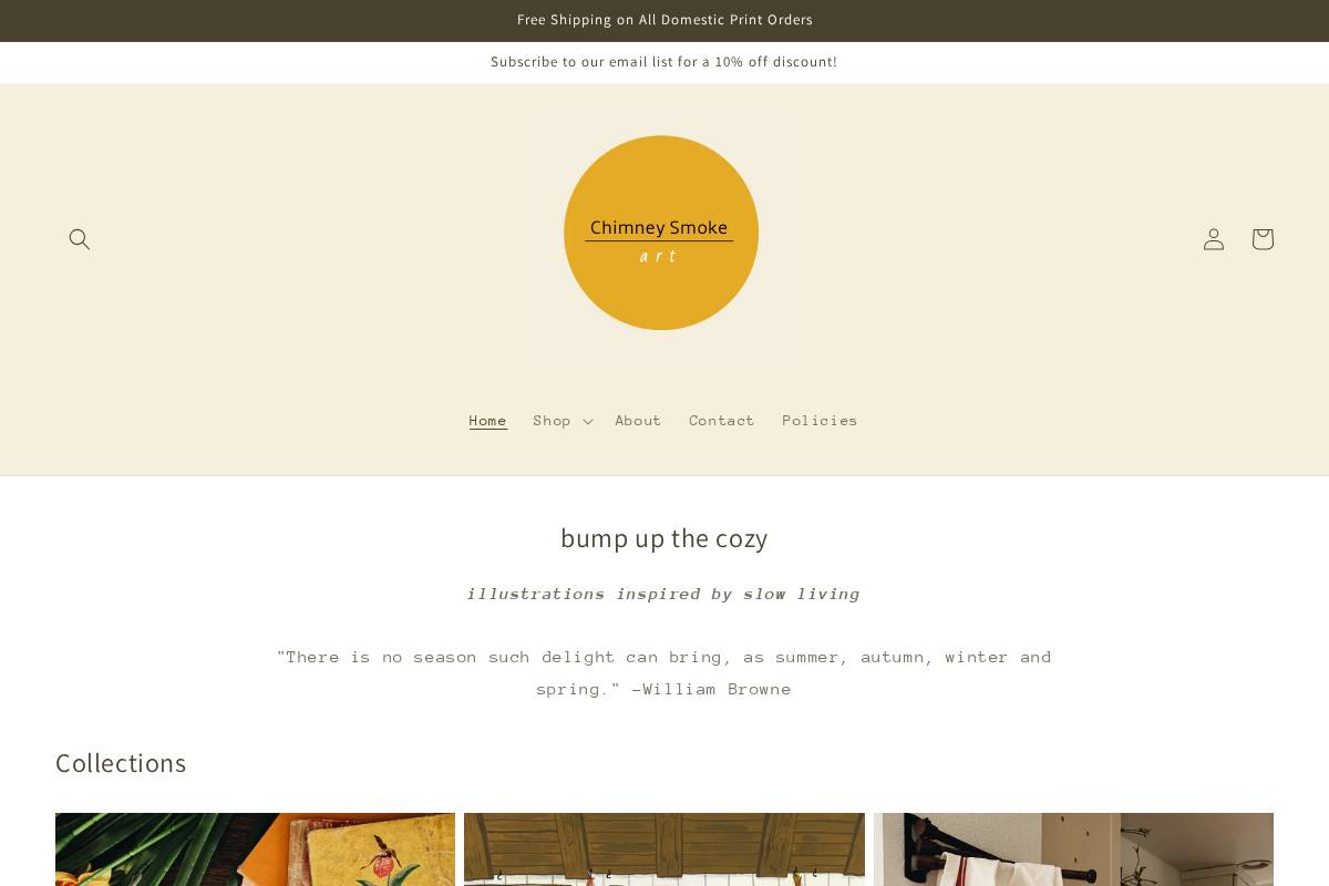 chimneysmokeart.com homepage screenshot