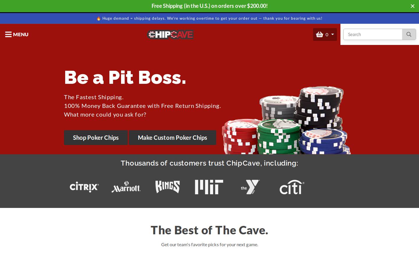 The Chip Cave homepage screenshot