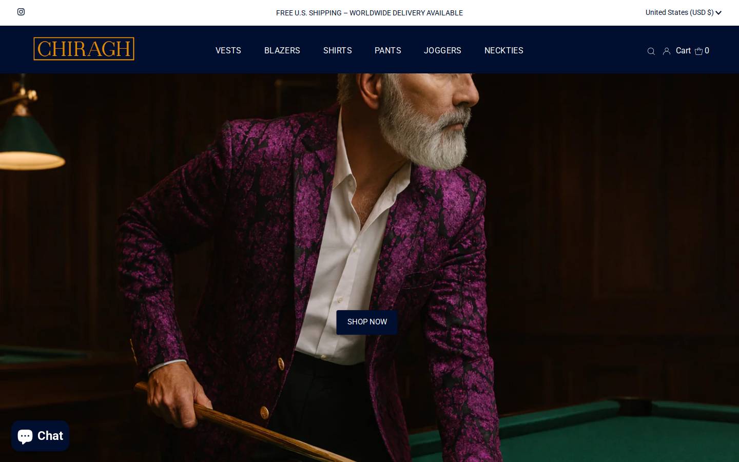 chiraghapparel.com homepage screenshot