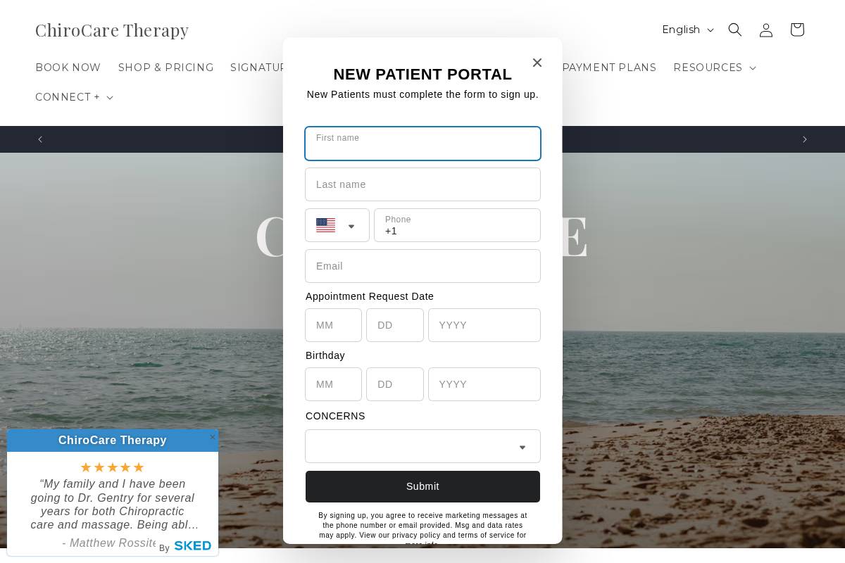 chirocaretherapy.com homepage screenshot