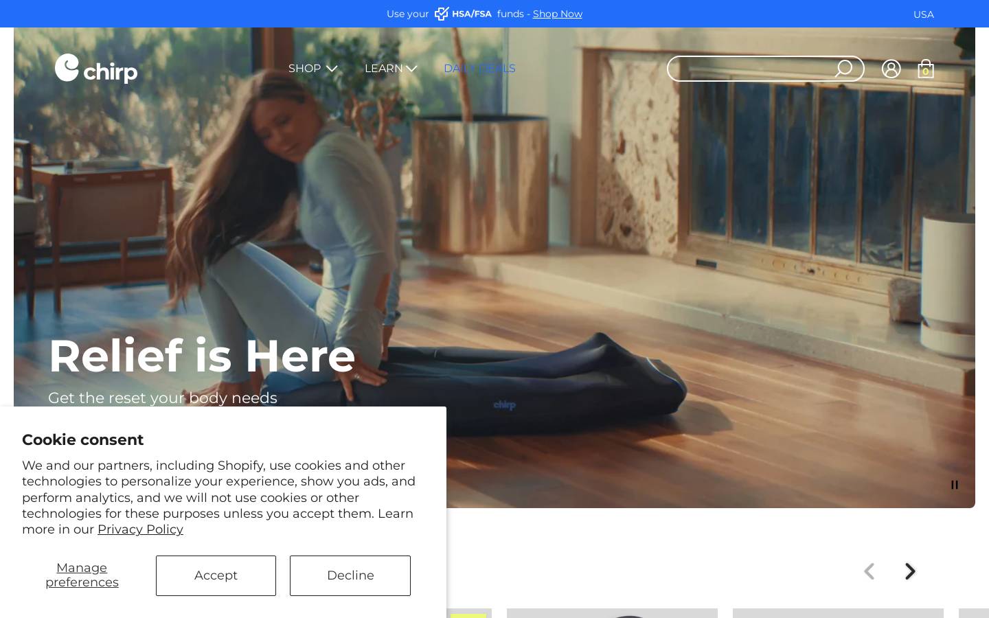 chirprelief.com homepage screenshot