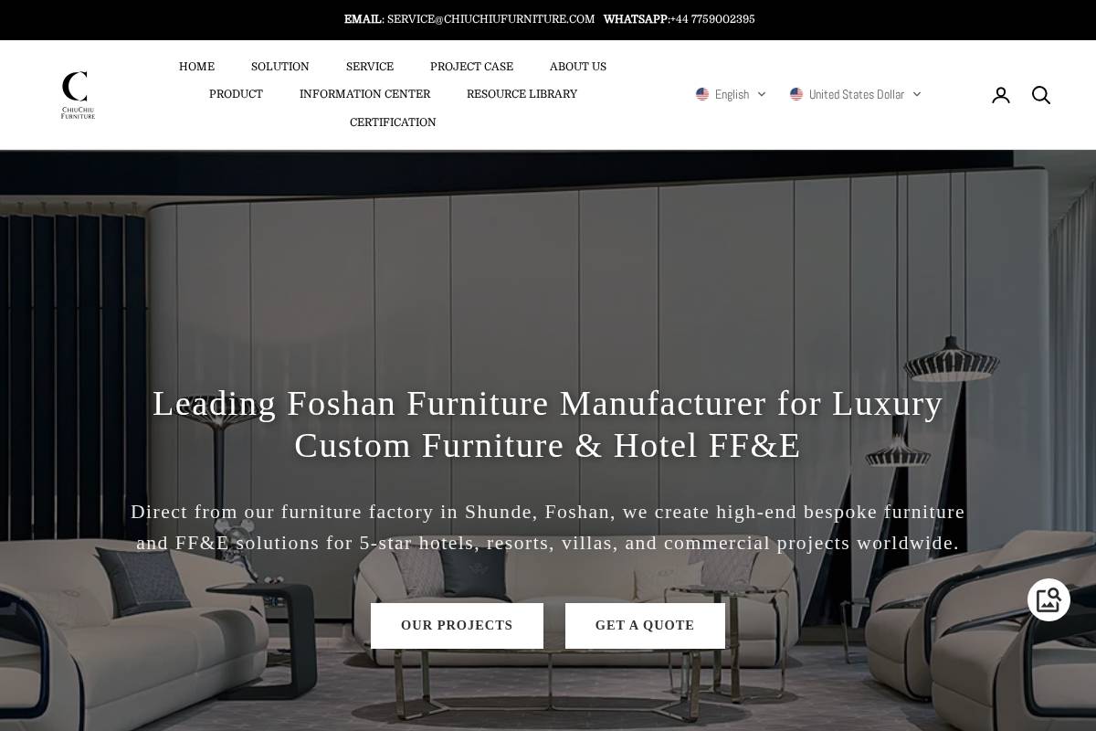 chiuchiufurniture.com homepage screenshot