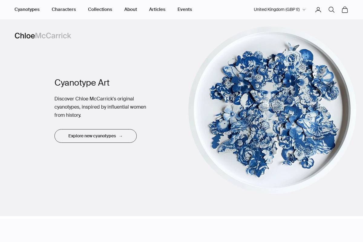 chloemccarrick.com homepage screenshot