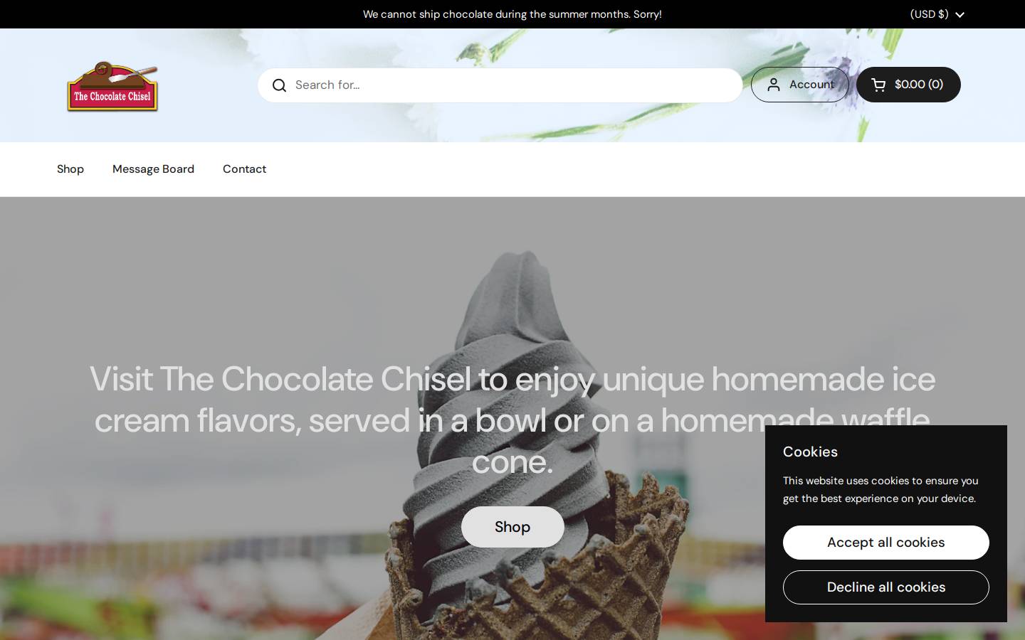 chocolatechisel.com homepage screenshot