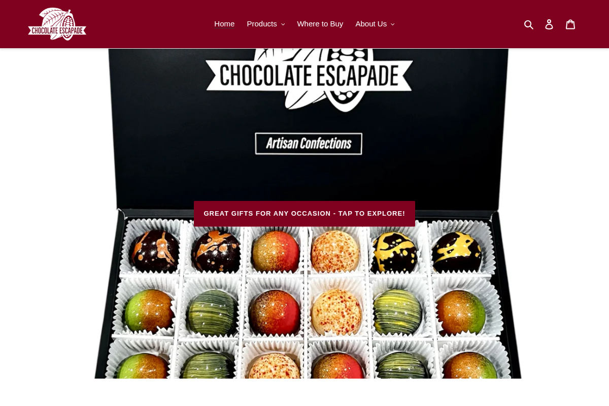 Chocolate Escapade homepage screenshot