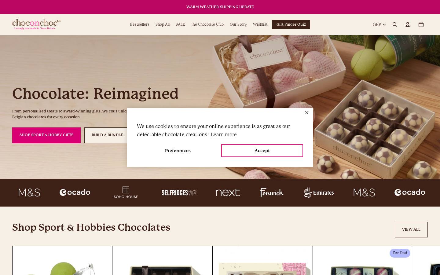 Choc on Choc homepage screenshot